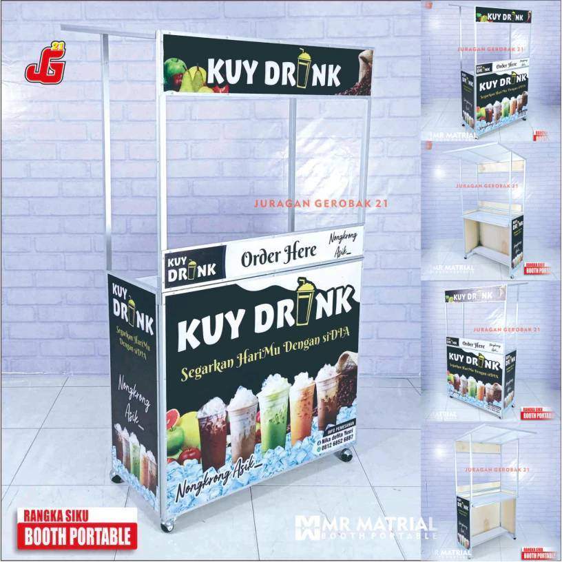 Booth Portable / Gerobak Lipat / Meja Lipat Free Penghalang Full Siku Rapih Berkualitas
