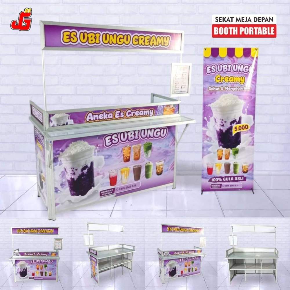 Booth Portable Sekat Meja Depan Gerobak Lipat Meja Jualan