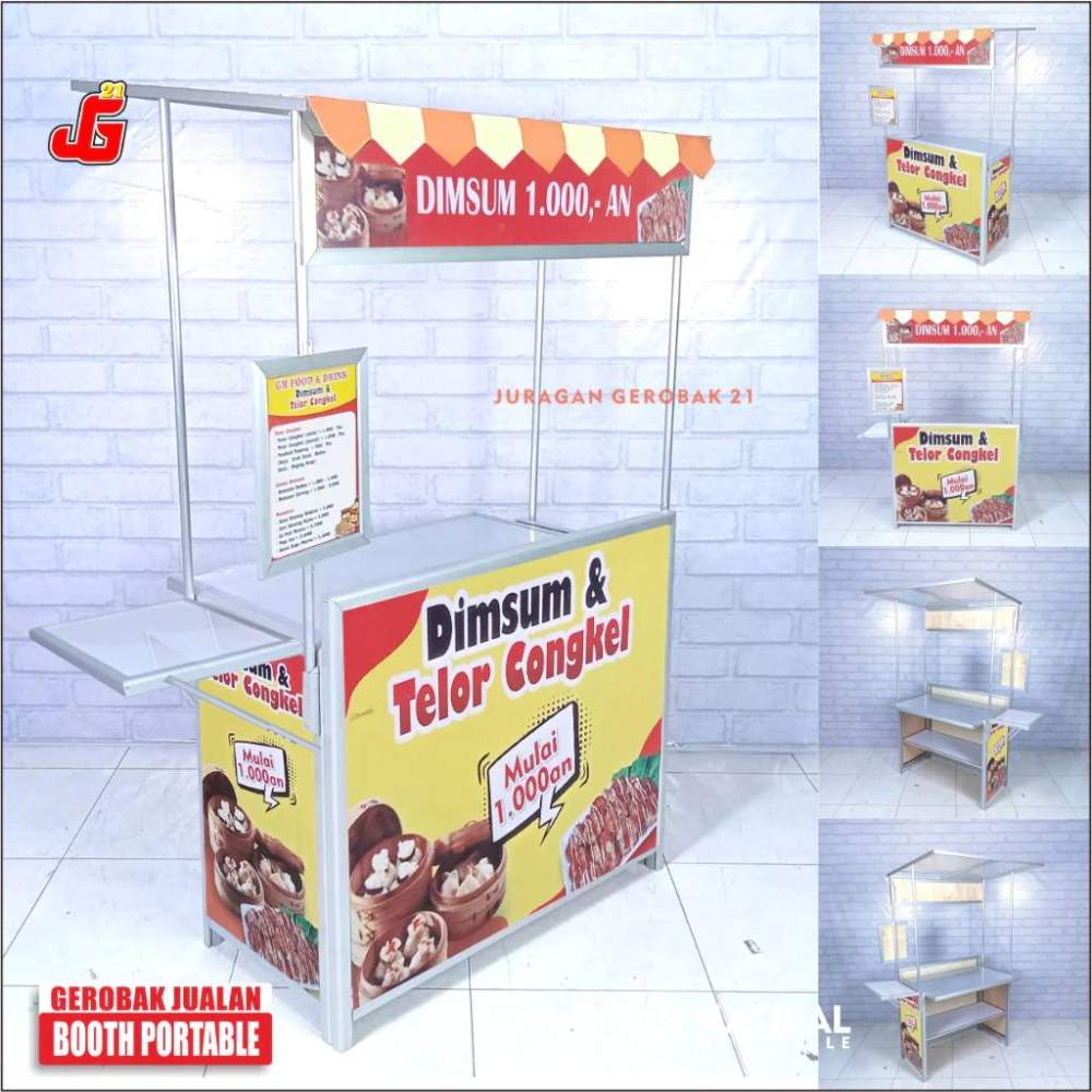 Booth Portable Model Meja Samping Plus Atap Juragan Gerobak 21 Untuk Display Jualan Bisa Di Lipat